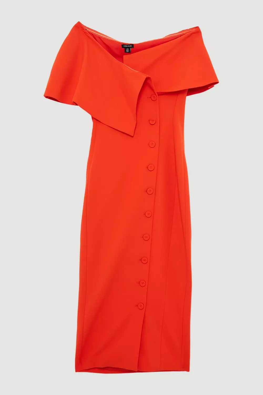 Compact Stretch Off Shoulder Button Through Tailored Midaxi
